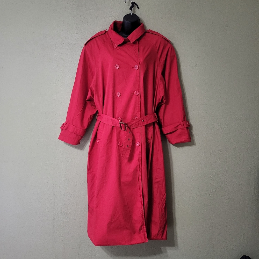 Vintage The Company Store La Crosse, Wis. Red Belted Trench Coat Size Xl